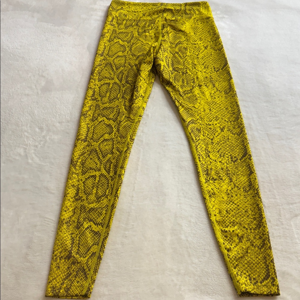 Nike Speed Yellow Python Snake Print Leggings Xs - image 7